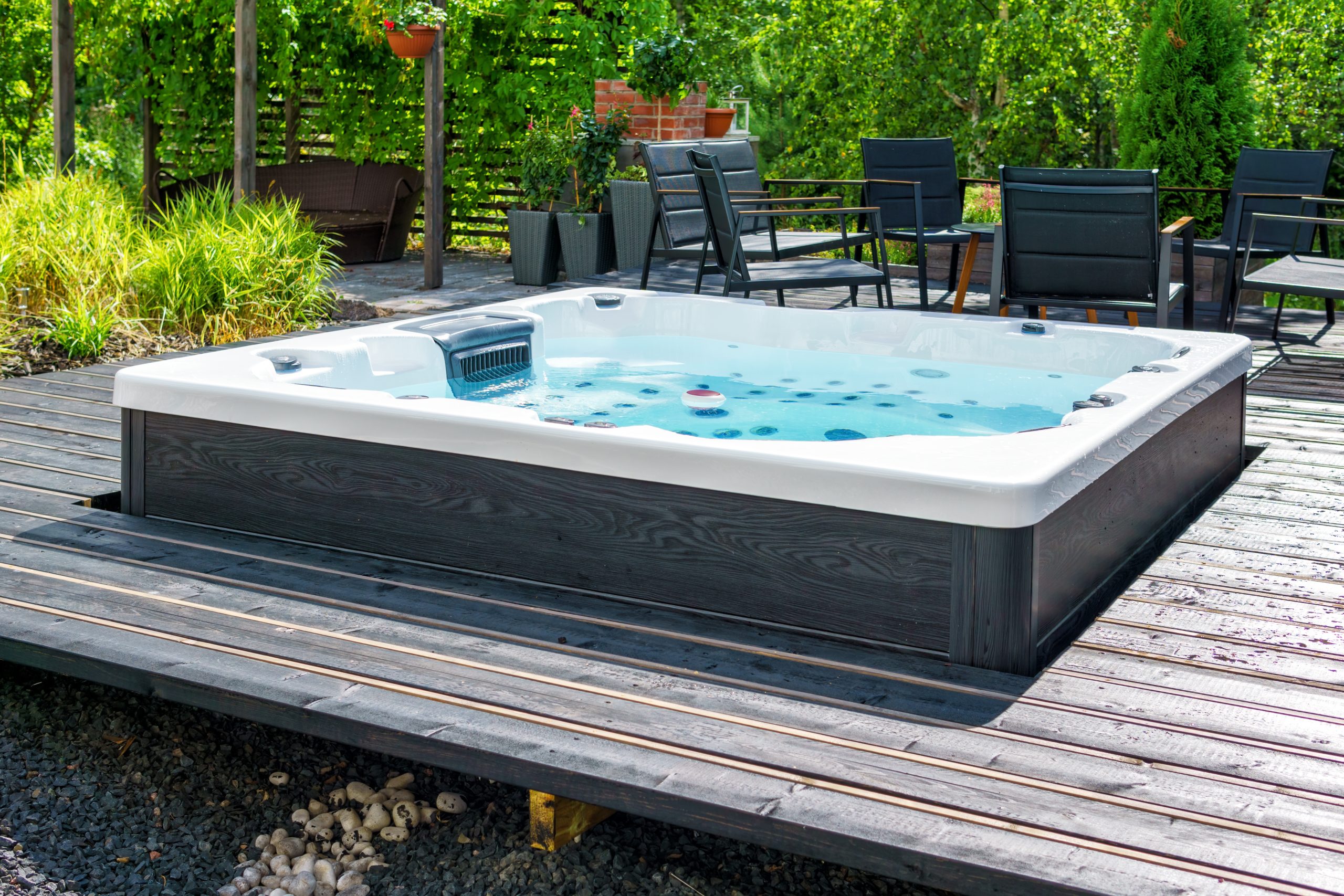 A backyard hot tub retreat